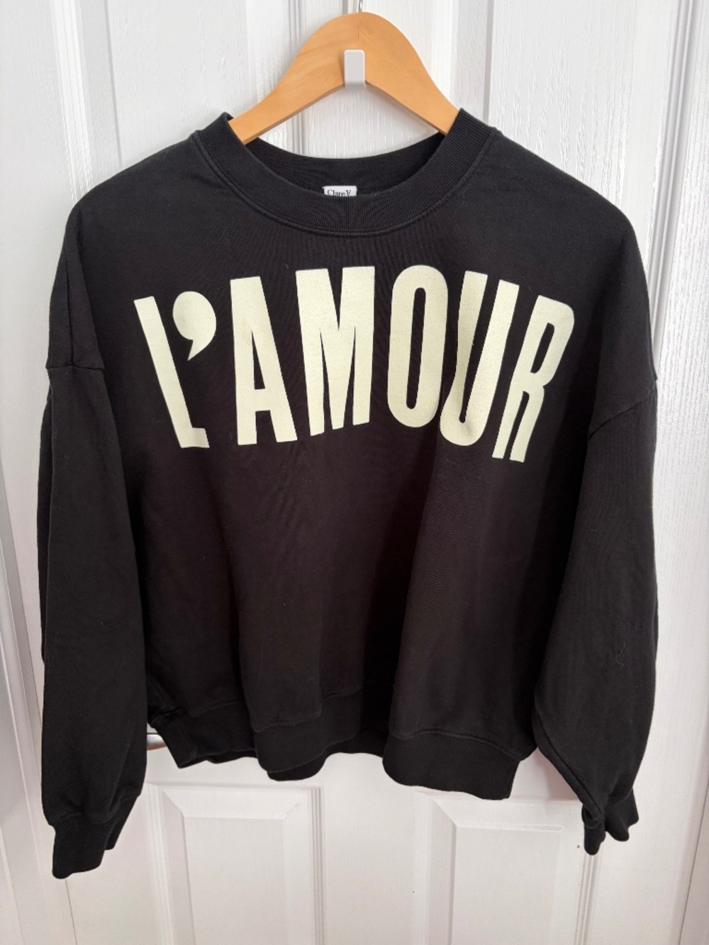 Clare V "L'Amour" Sweatshirt, Black, Size XL